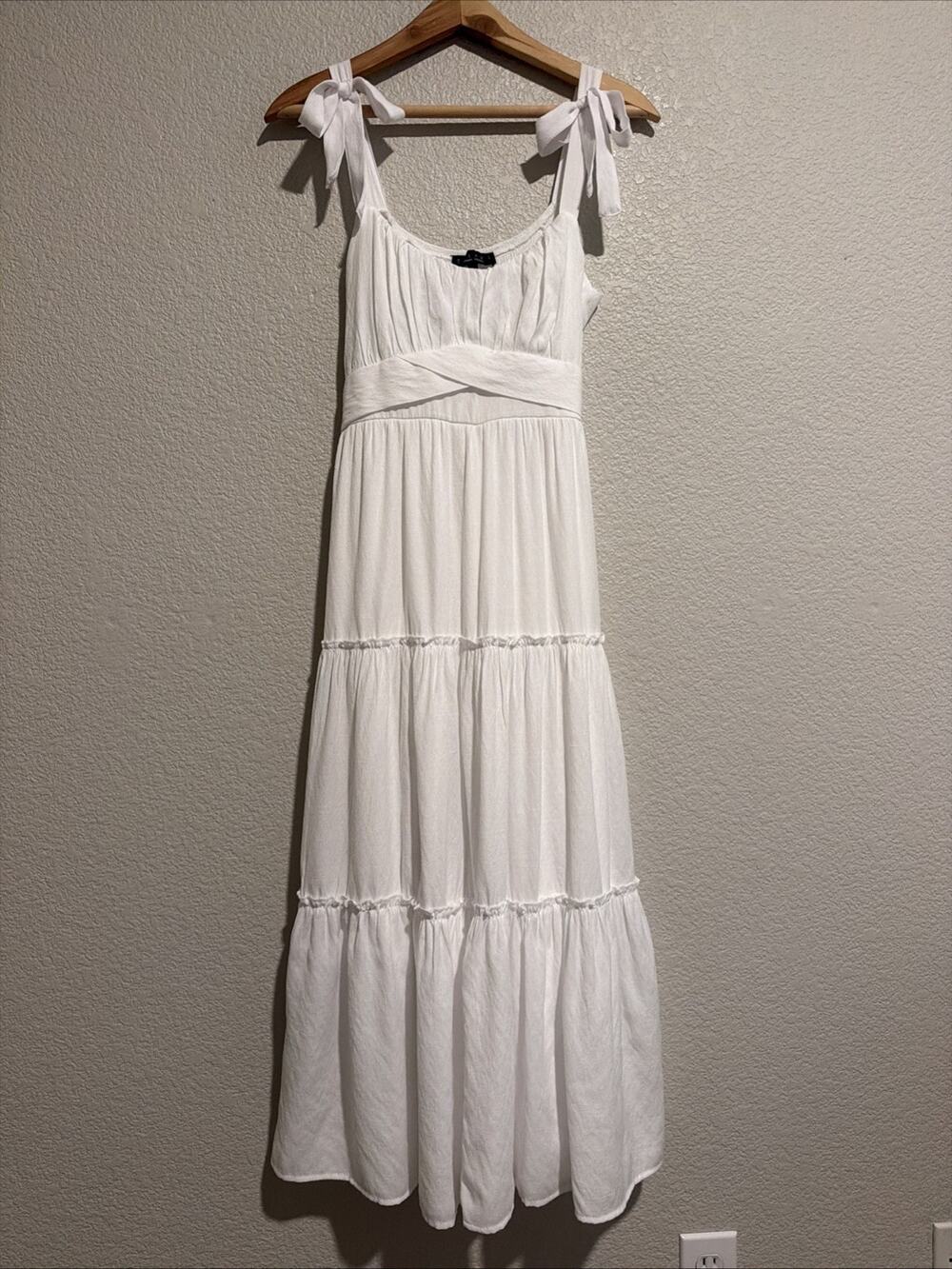 NEW TRIXXI Midi Sun Dress Resort Boho Coastal European Cottage White Wedding M